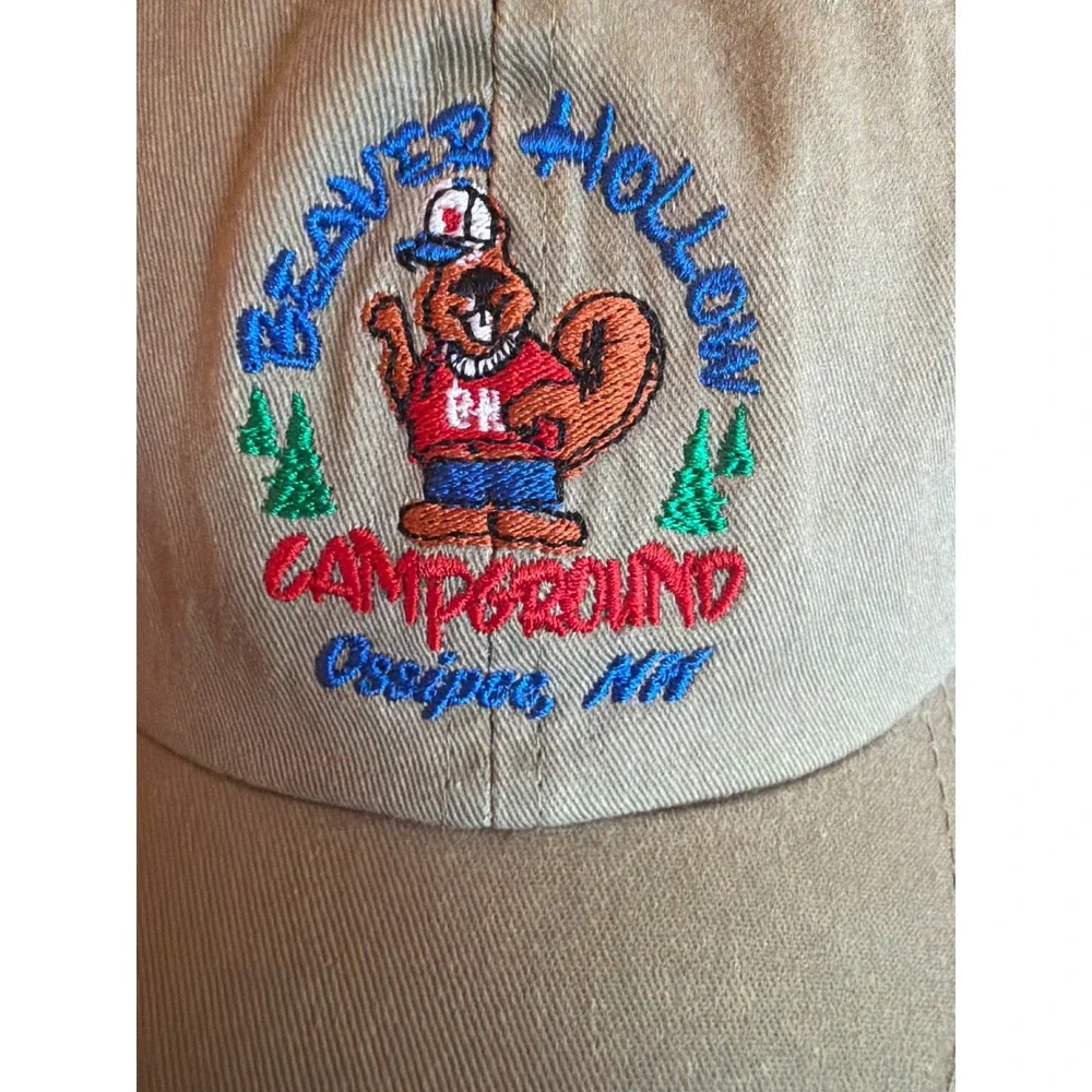 Baseball Cap Khaki Beaver Hollow Campground Ossipee NH Dad Hat